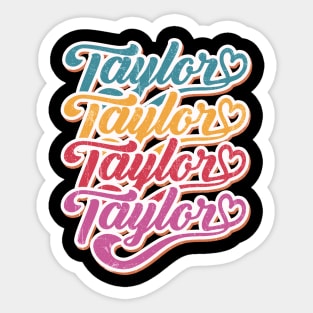 Retro Personalized TAYLOR Girl First Name  Repeated Text Sticker